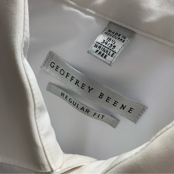 Men’s White Geoffrey Beene Collard Long-Sleeve Button Down Dress Shirt - Picture 8 of 8